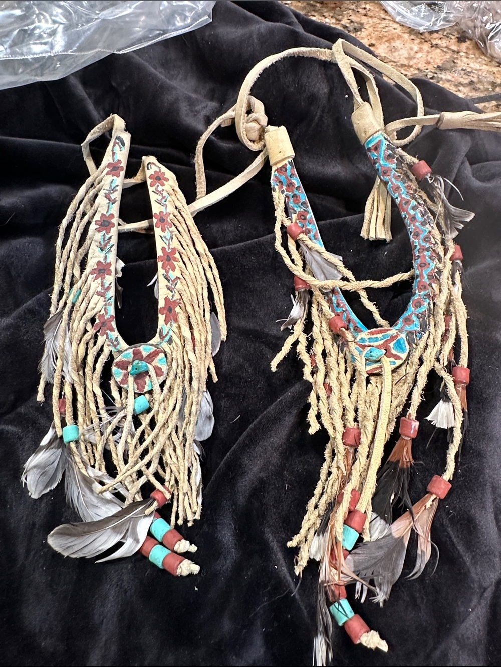 Handcrafted Boho Turquoise & Rust Fringe Feather Necklace